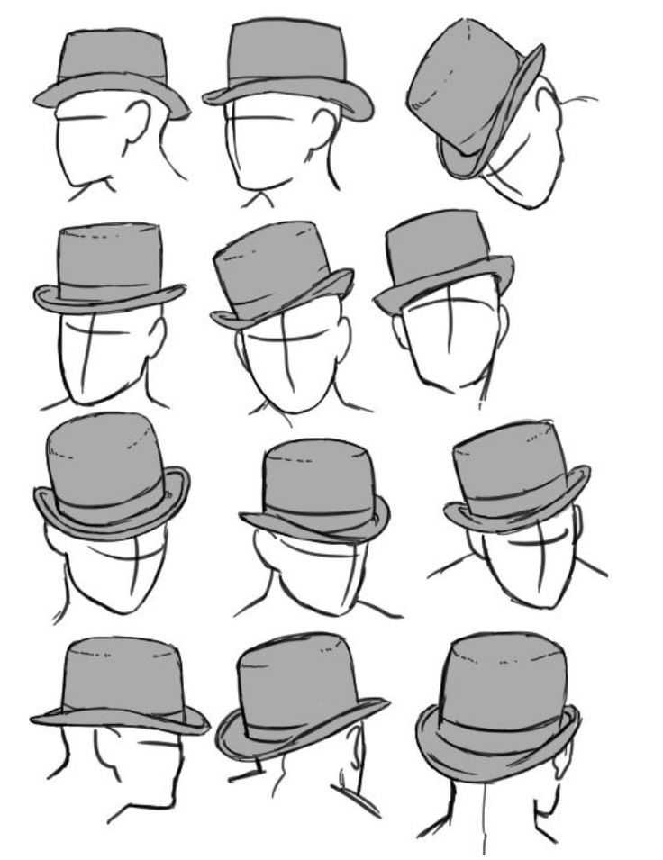 Как рисовать аниме шляпы и головные уборы
