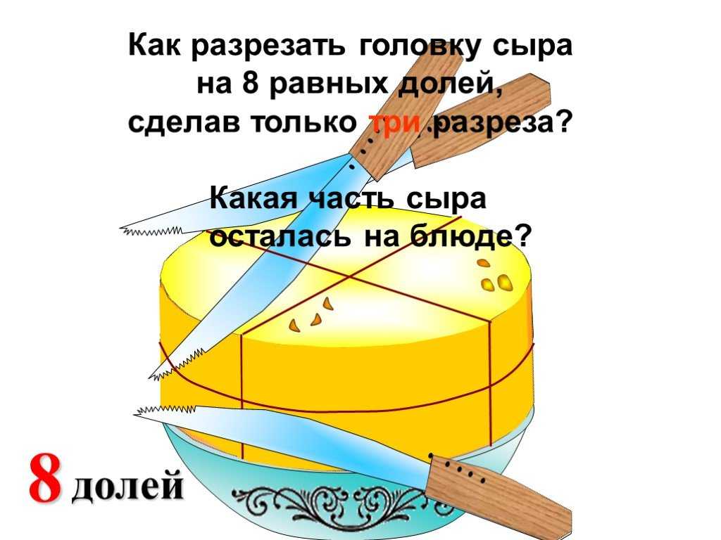 Режет 3. Разрезать головку сыра тремя разрезами на восемь равных частей. Как разрезать головку сыра. Как разрезать головку сыра на 8 равных долей сделав только 3 разреза. Разрезаем сыр на равные доли.