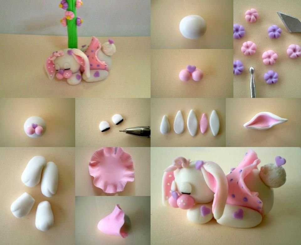 Лепка зайца из мастики