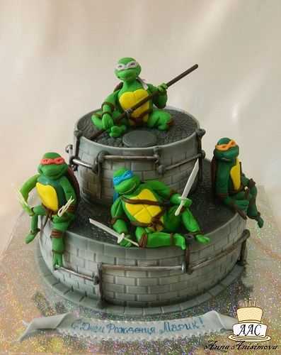 Торт "черепашки-ниндзя с пицей-2" - детские торты  - фотоальбомы - сладкий подарок