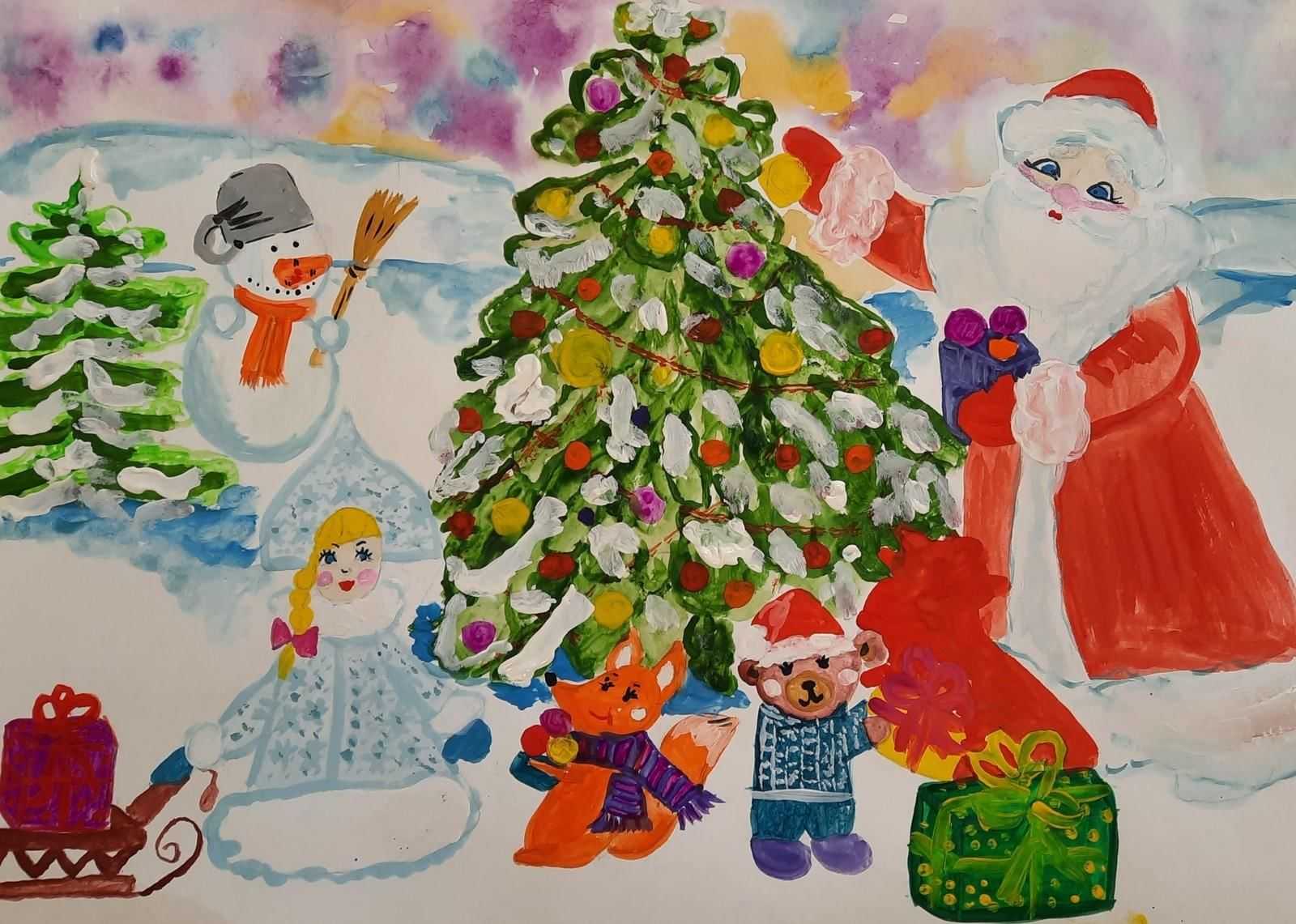 Рисунок на новый год 7 лет. Рисование новый год. Рисунок новогоднее чудо для конкурса. Детский рисунок новый год. Новогодние рисунки для детей.